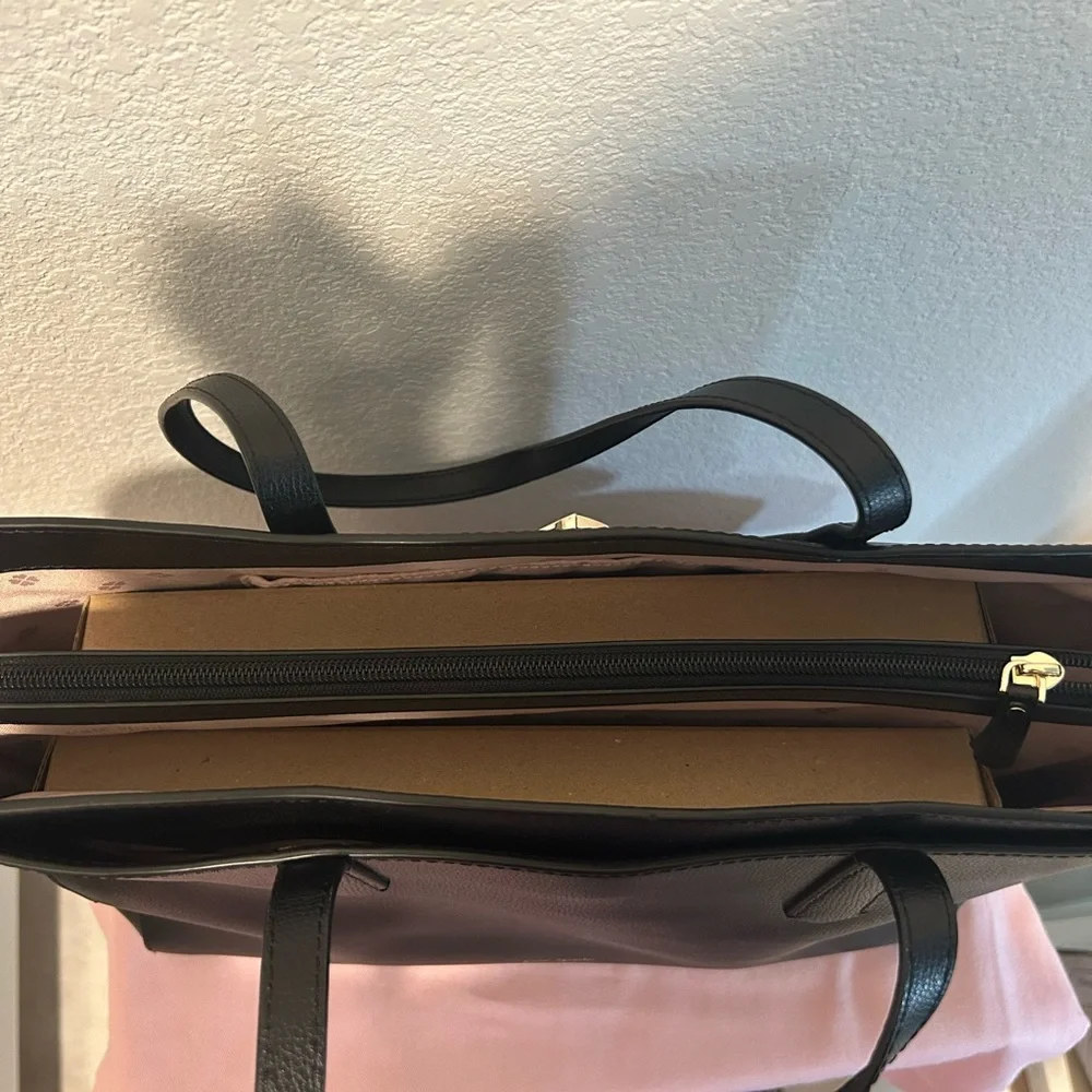 kate spade Black Pebbled Leather Tote with Spade Accent